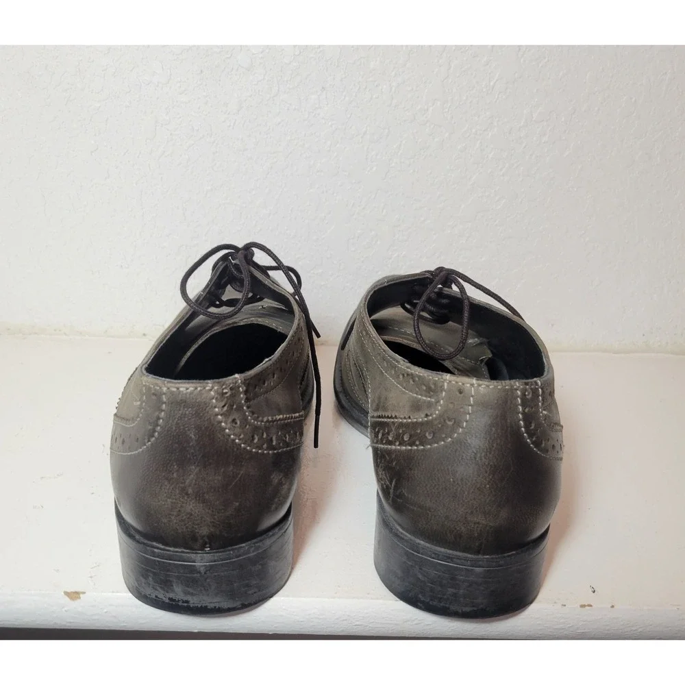 Men's Dark Olive Hush Puppies Leather Size 10 Oxford Style Shoes Business - Read
